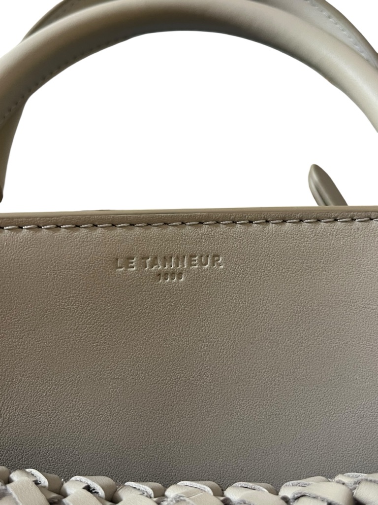 Woven Top-Handle Satchel In Light Gray And Cream — image 5 of 8